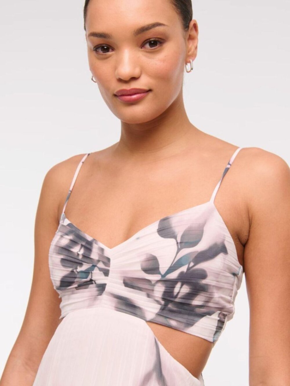 NWT Abercrombie & Fitch Womens Giselle Babydoll Cutout Maxi Dress Floral XS Tall - Picture 2 of 8